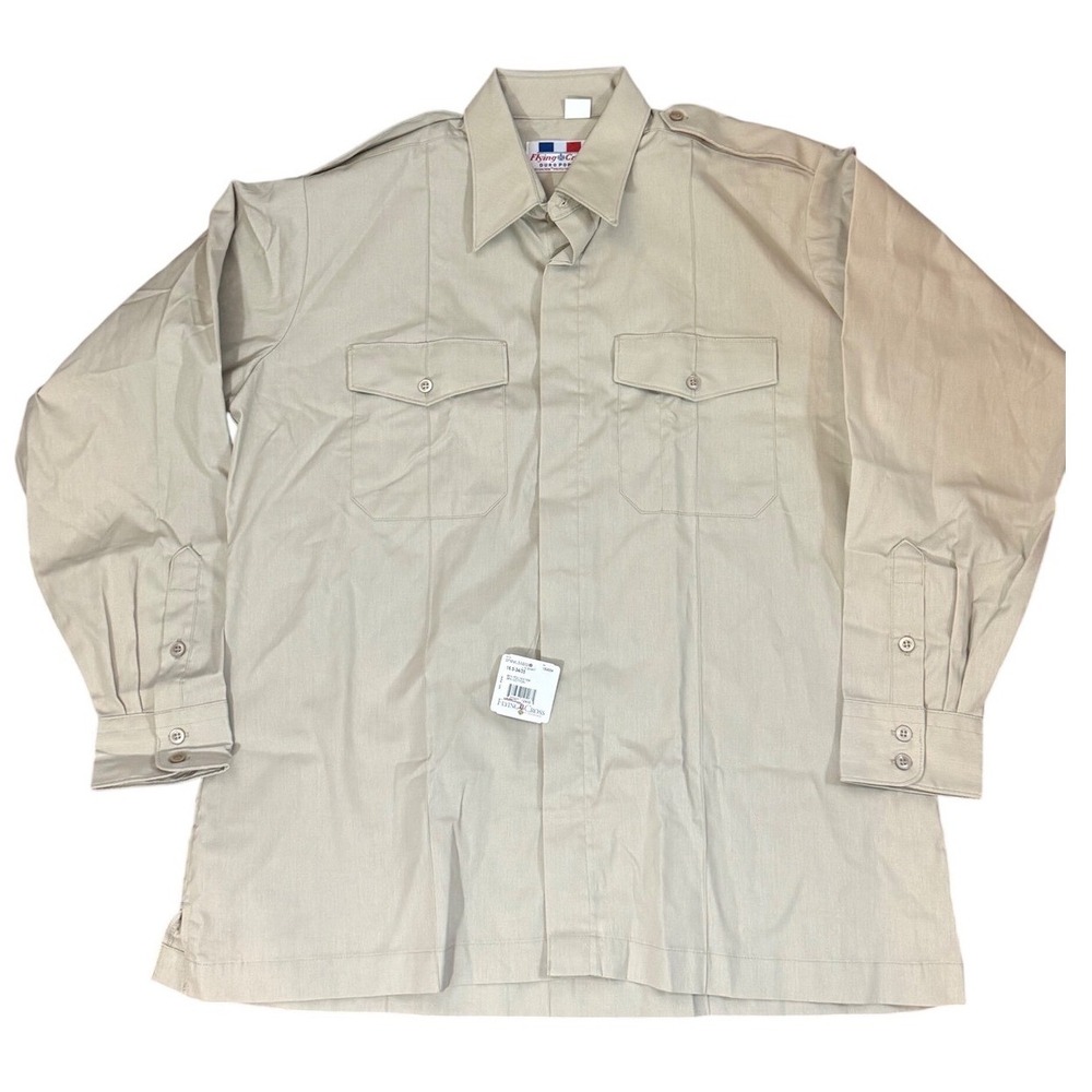 Flying Cross Duro Poplin Uniform Shirt Khaki Tan 16.5 34/35 NWT Long Sleeve